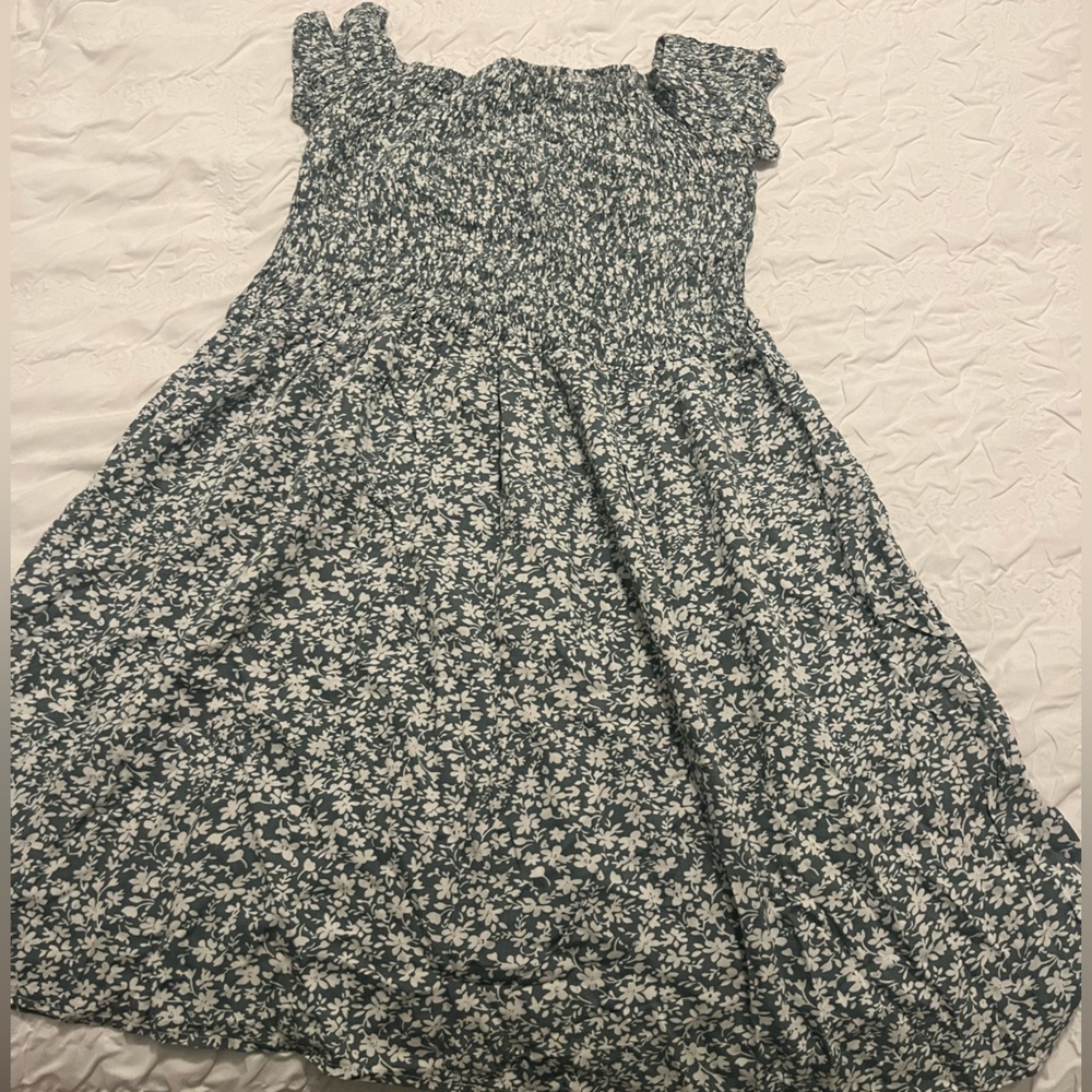 Green flower spring dress